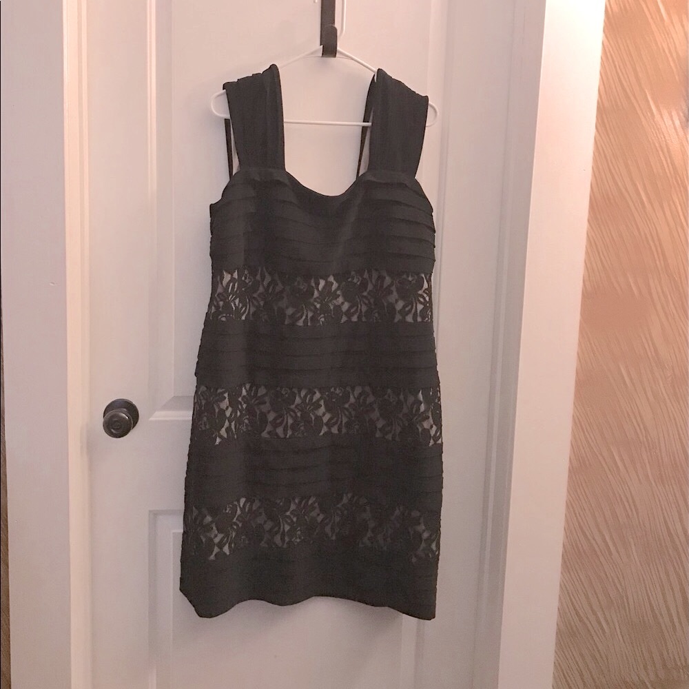 Collection dressbarn ~ Black Lace with Tan Dress ~ Size 16